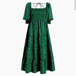 EUC Hill House The Nesli Midi Nap Dress Emerald Trellis Green Floral XL